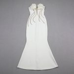 White Strapless Big Flowers Fashion Bandage Dress