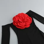 Women-s-New-Sexy-Black-Decorative-FlowerBreast-wrapping-Dress-Fashion-Slim-Fit-Open-Back-Bottom-Split-5