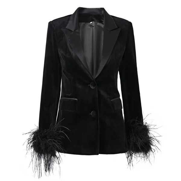 kf-S8888b0eb64ab477c9f6a82158a274e18G-New-Autumn-Winter-Women-Black-Fluffy-Feather-Patchwork-Fashion-Classic-Velvet-Blazer-Quality-Jackets