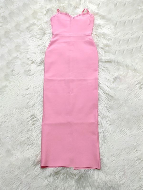 Pink Strap Sexy Celebrity Party Dress (3)