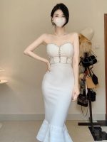 White Strapless Diamond Design Celebrity Bandage Dress (2)