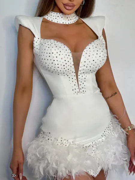 kf-S24bb869e429b4f6d96d419ce29f85623H-White-Color-Women-Sleeveless-Sexy-Shinning-Rhinestones-Feathers-Bodycon-Mini-Bandage-Dress-Nightclub-Party-Celebrate-Outfit