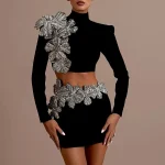 kf-S53b3c1b808df46ee99eb9a9ed4f55d07j-Sexy-Long-Sleeves-Bandage-2-Piece-Sets-Women-Turtleneck-Shiny-Diamonds-Flower-Top-Bodycon-Mini-Skirts