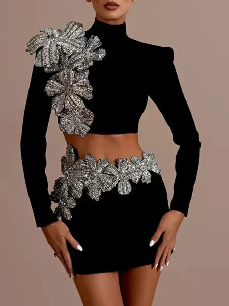 kf-S53b3c1b808df46ee99eb9a9ed4f55d07j-Sexy-Long-Sleeves-Bandage-2-Piece-Sets-Women-Turtleneck-Shiny-Diamonds-Flower-Top-Bodycon-Mini-Skirts